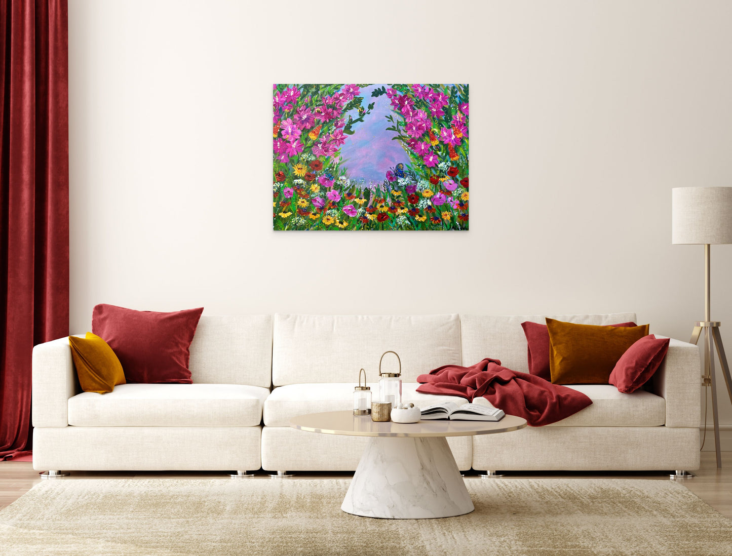 Pink Delight- A flower Meadow Acrylic Original Painting