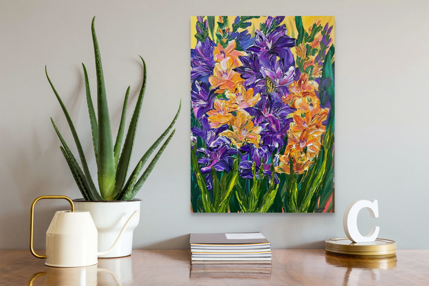 Dancing in the Breeze - Original Gladioli Acrylic Painting on Canvas