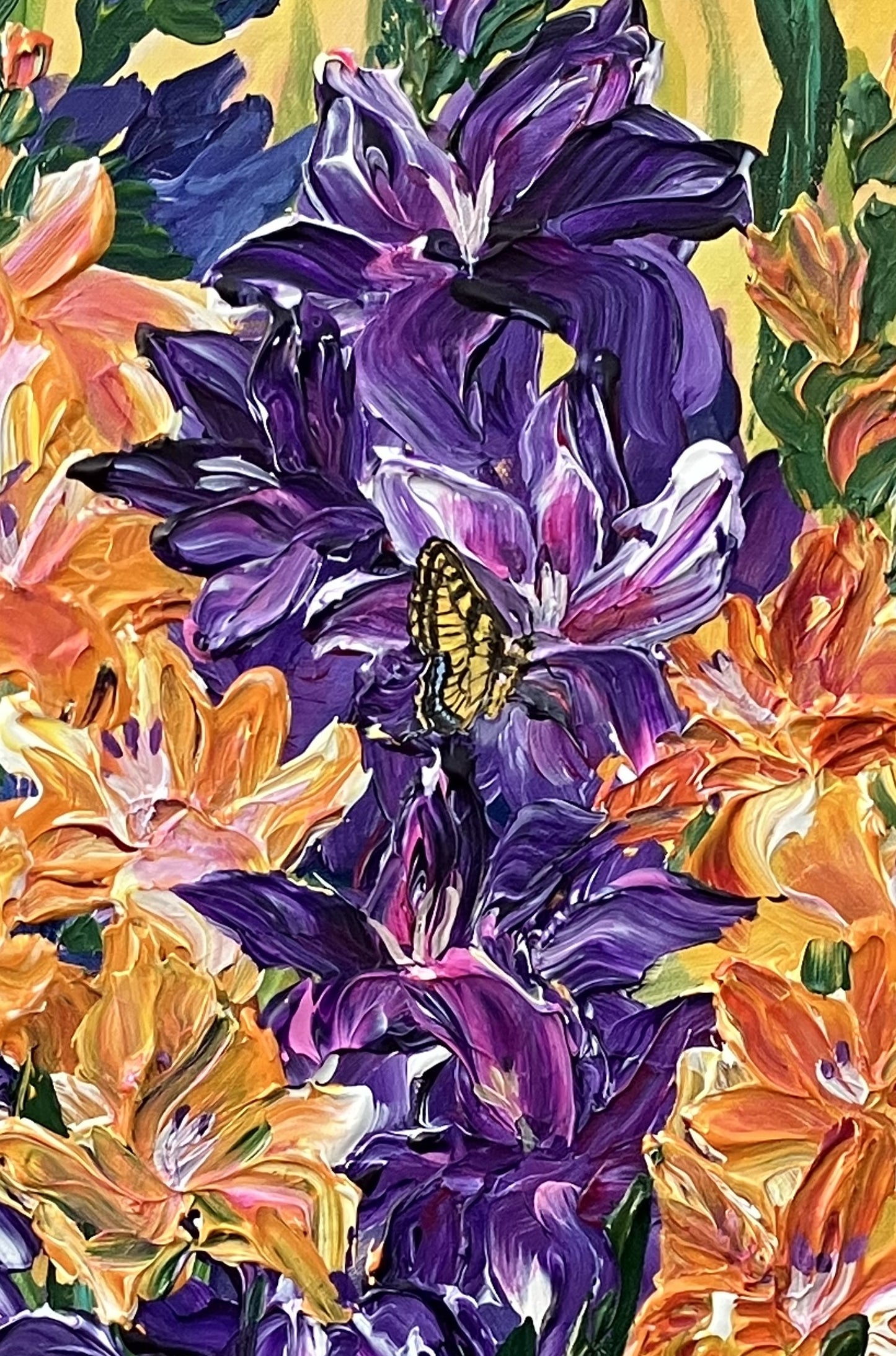 Dancing in the Breeze - Original Gladioli Acrylic Painting on Canvas