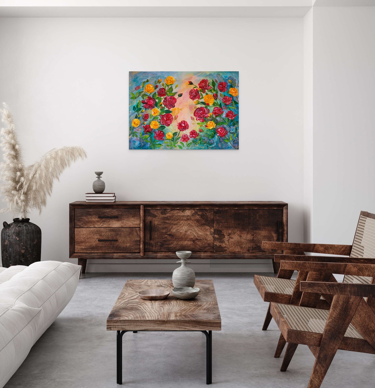 Happy Valentine, Roses Original Acrylic Painting