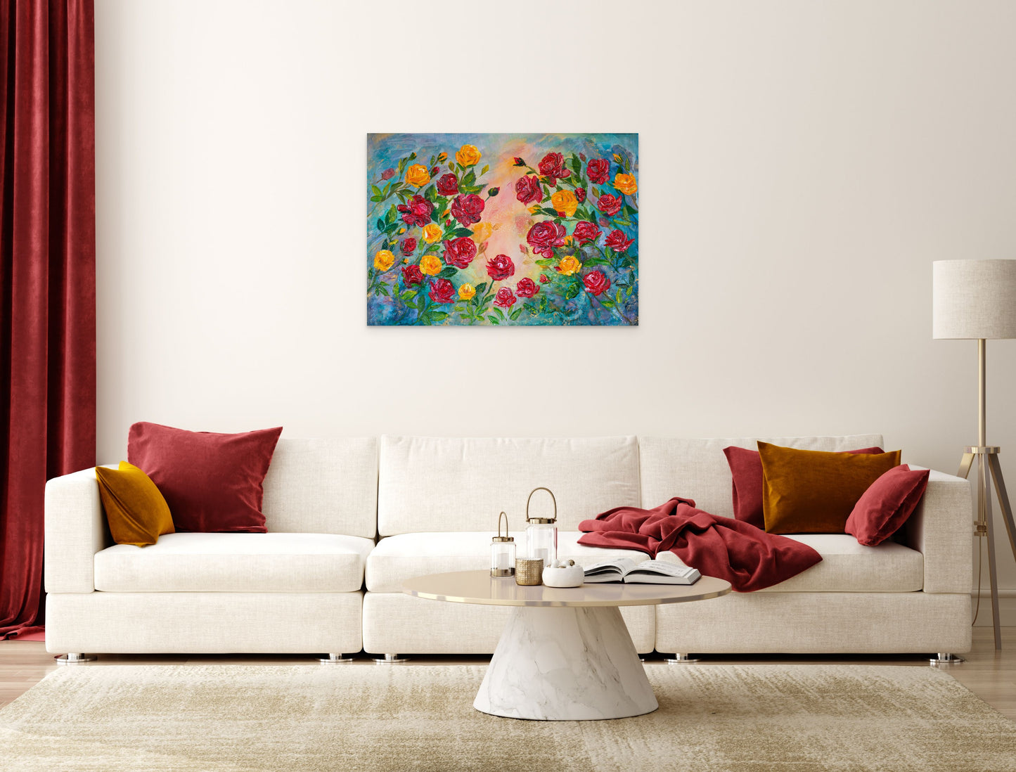 Happy Valentine, Roses Original Acrylic Painting