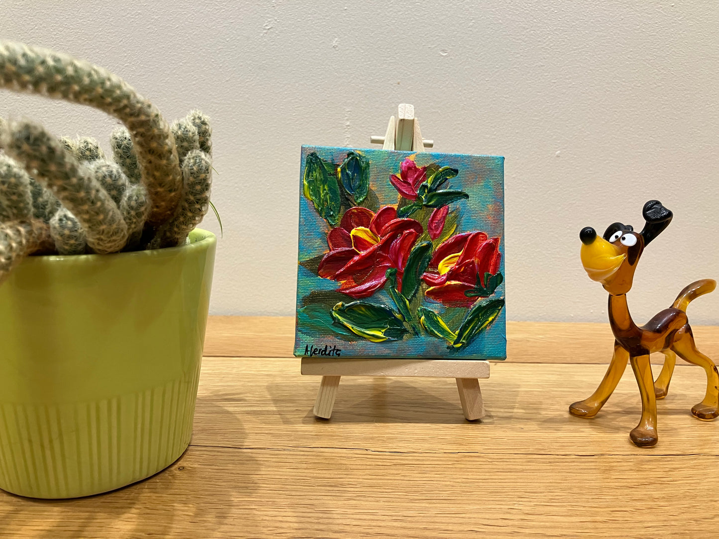 10 x 10 cm Roses painting with Easel