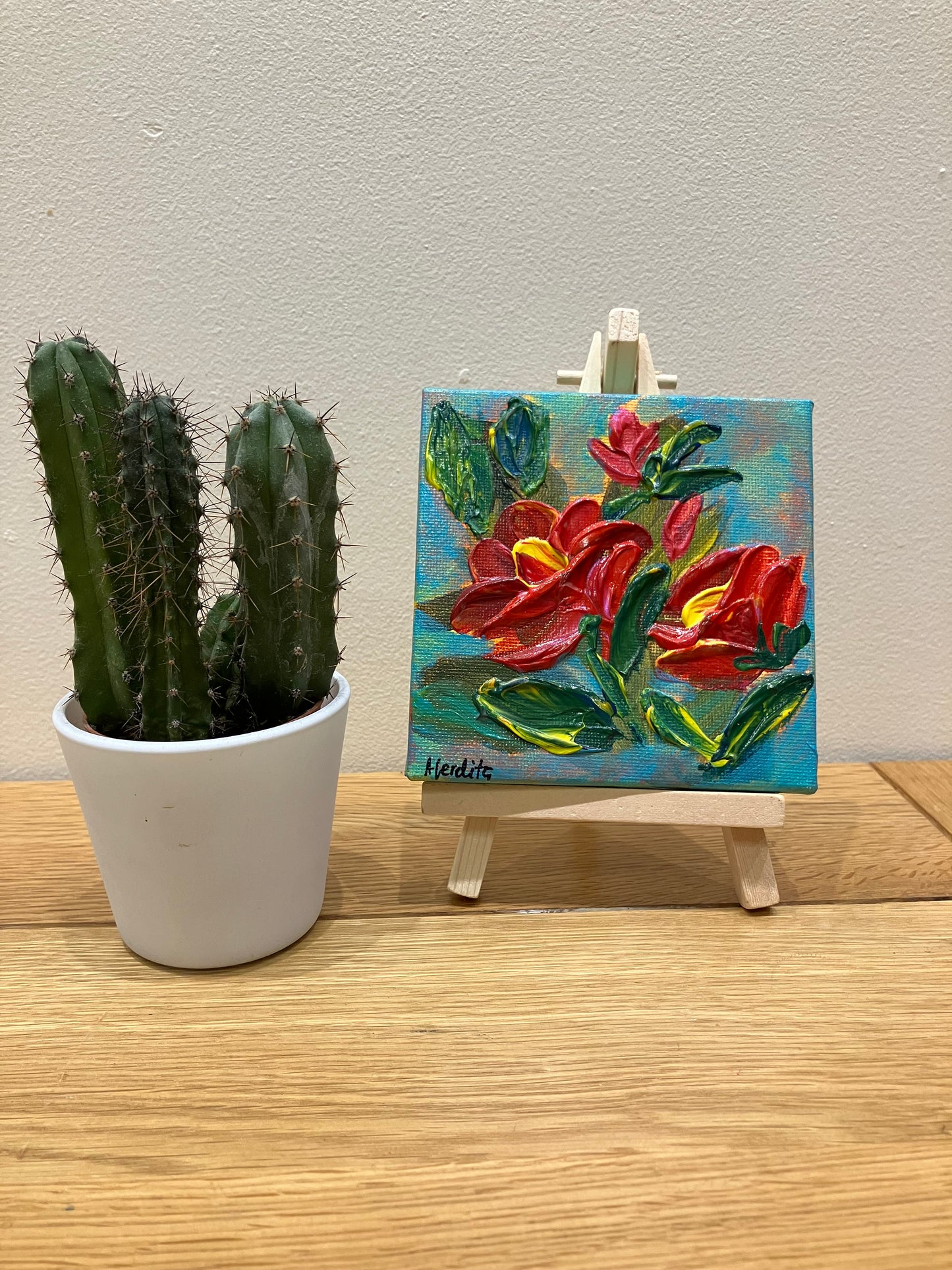 10 x 10 cm Roses painting with Easel