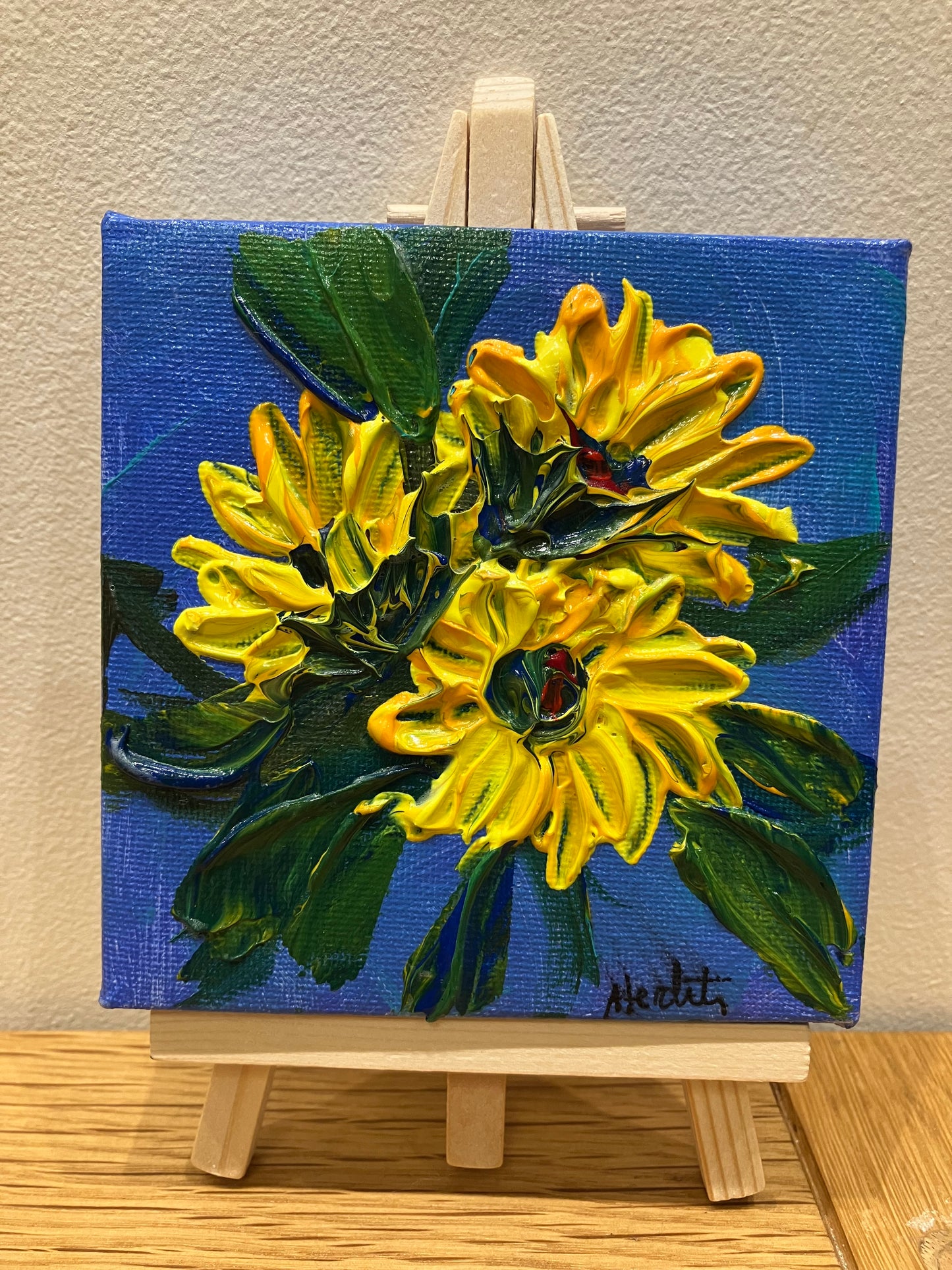 10 x 10 cm Sunflower painting with Easel