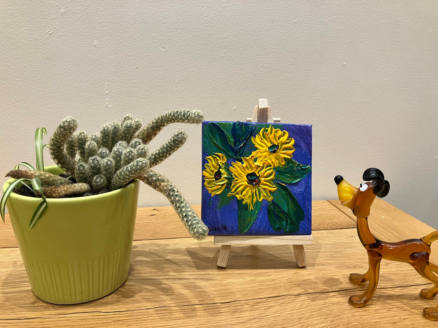 10 x 10 cm Sunflower painting with Easel