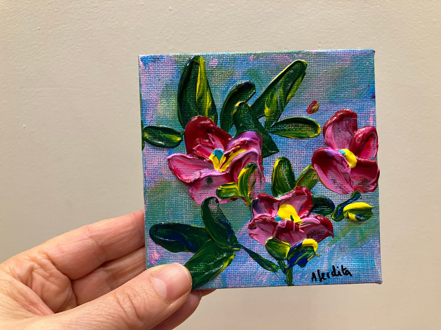 10 x 10 cm Roses painting with Easel