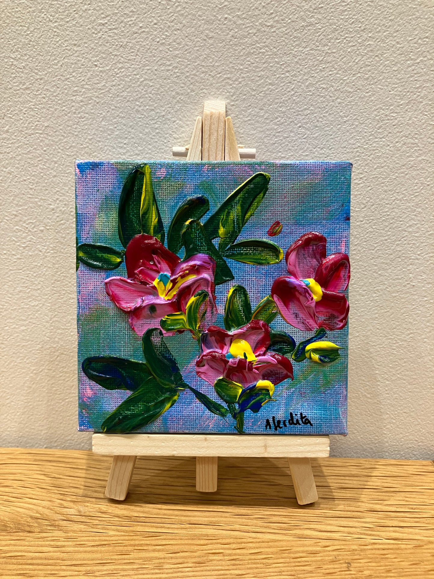 10 x 10 cm Roses painting with Easel