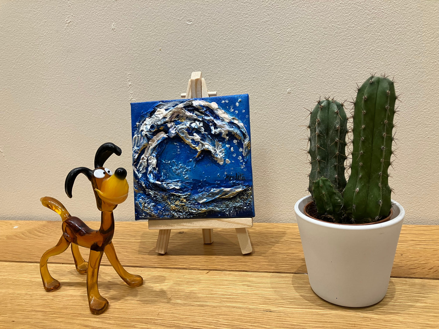 10 x 10 cm Wave painting with Easel