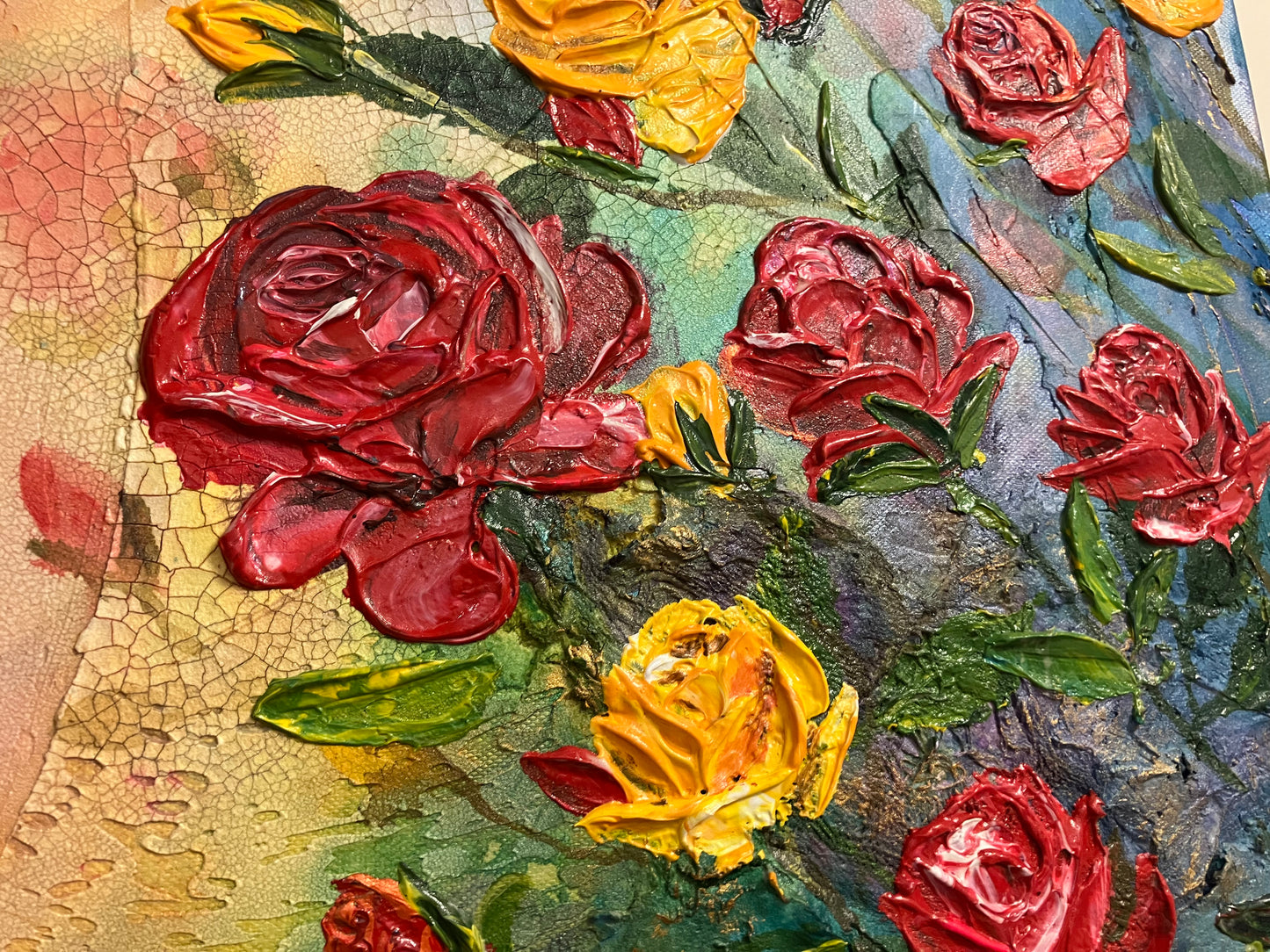 Happy Valentine, Roses Original Acrylic Painting