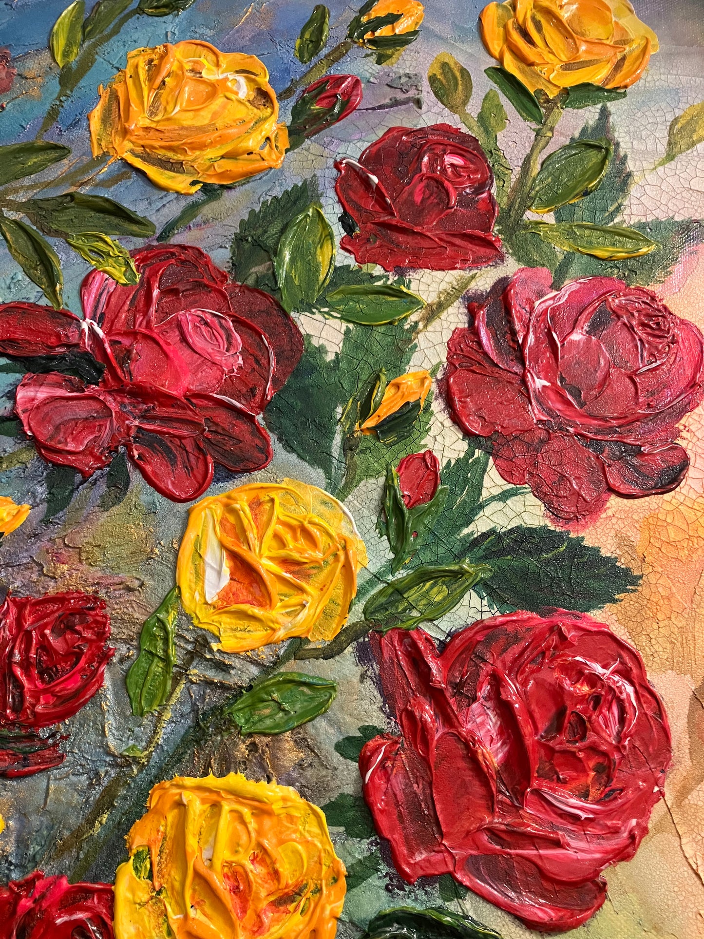 Happy Valentine, Roses Original Acrylic Painting