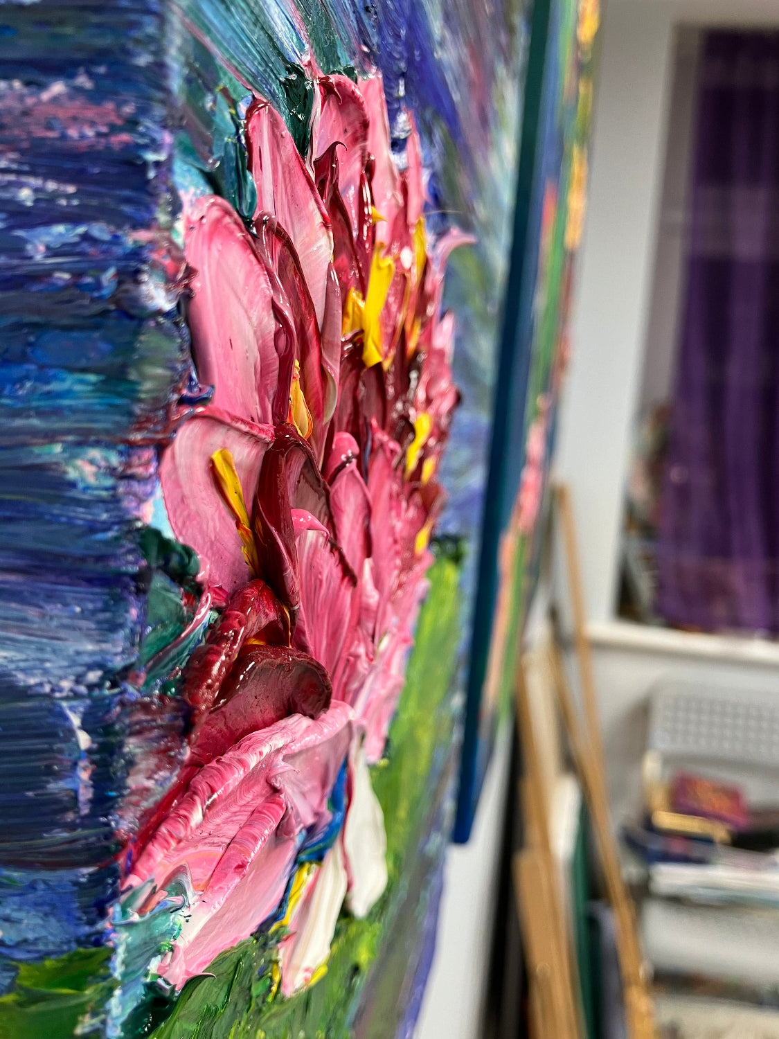 ReflectionsofSerenity oil painting of waterlilies and koi fish by aferdita fazliu drozd bromley artist