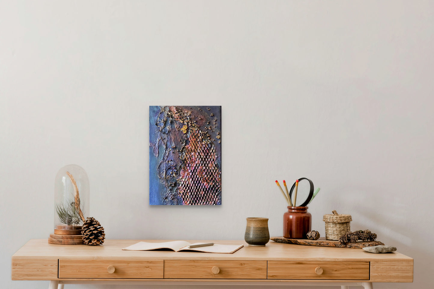 Violet Elegance: Gilded Scales - Textured 3d wall art