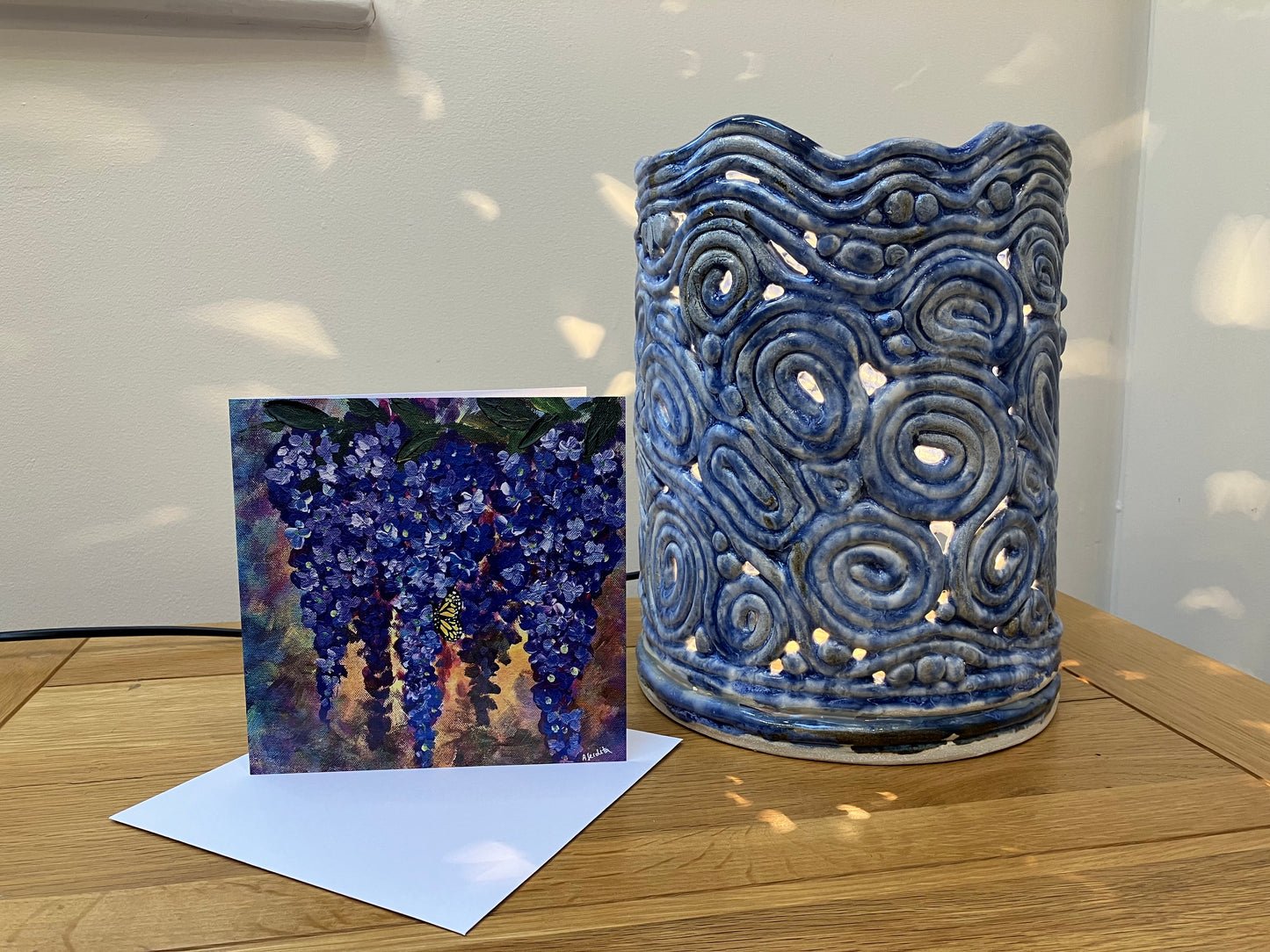 'The Golden Queen' A Wisteria and Butterfly Greeting Card with White Envelope