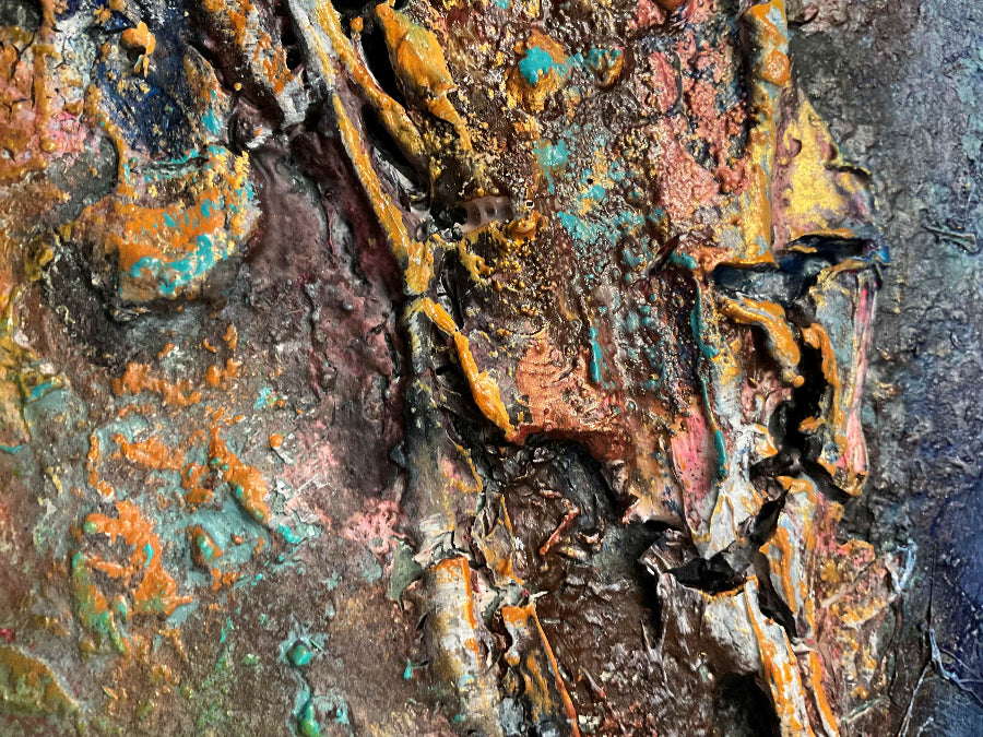 mixed media sculptural abstract earthy colours