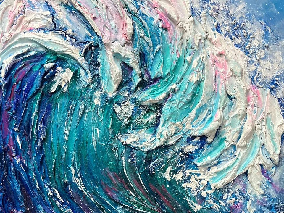 Hokusai inspired wave3d painting