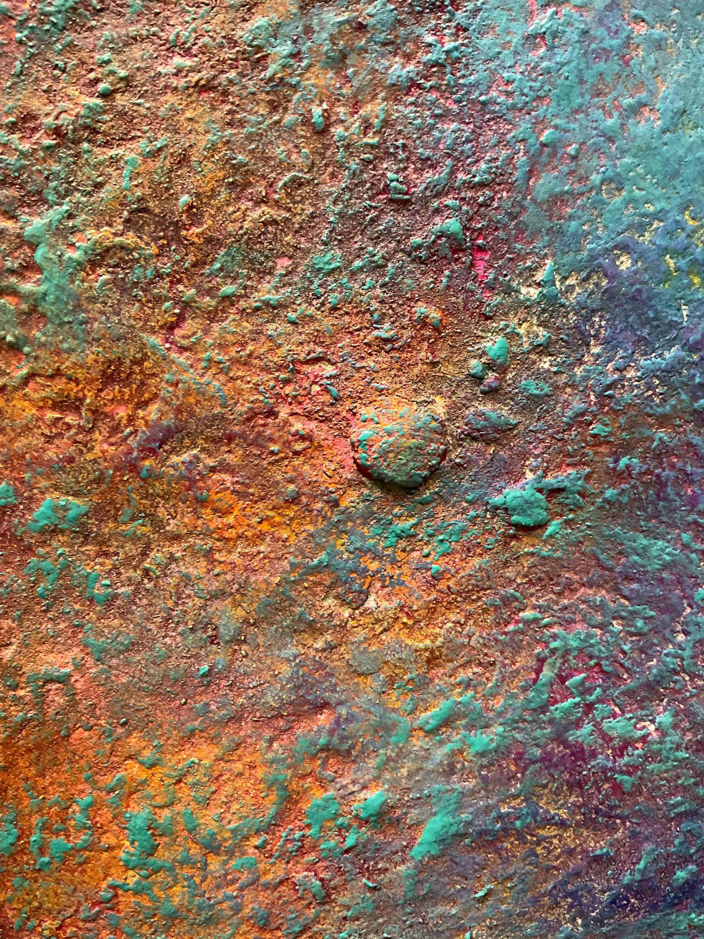 powertex textures orange and turquoise abstract mixed media
