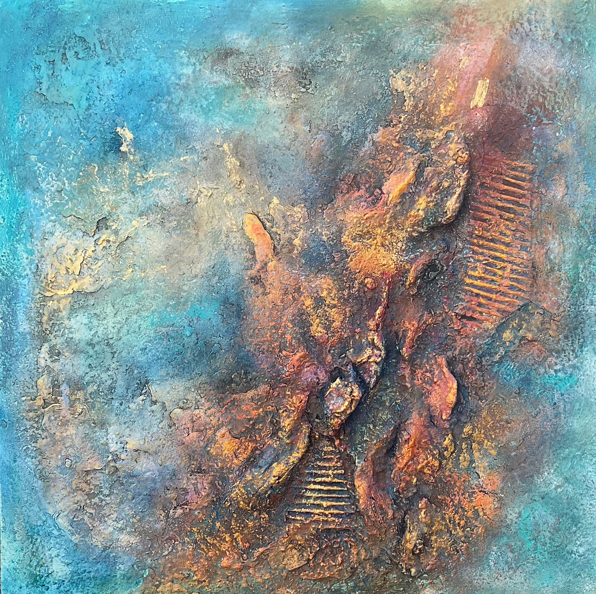 Cracks of Gold and Grace mixed media artwork