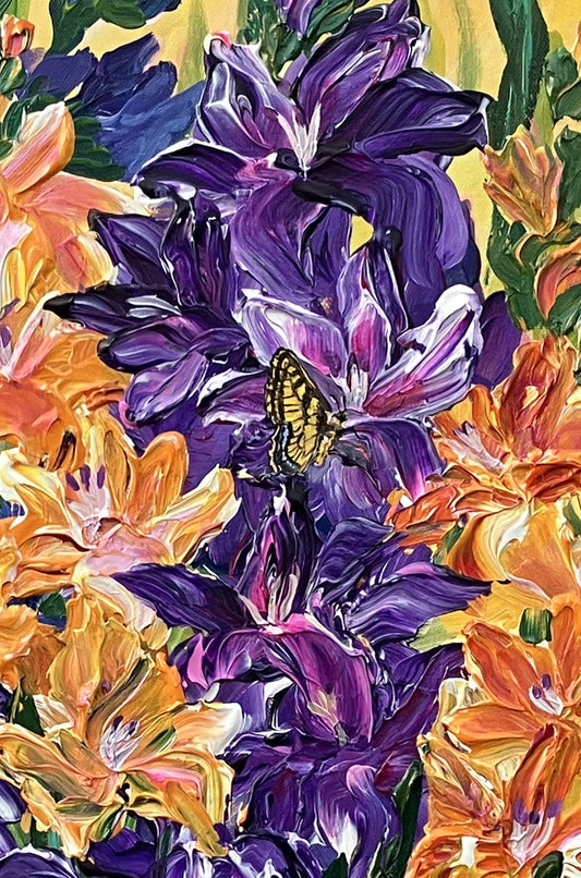 Dancing in the Breeze - Original Gladioli Acrylic Painting on Canvas