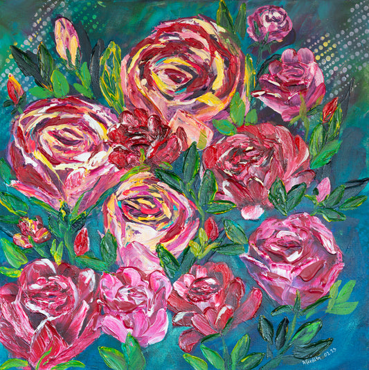 Dance Of The Roses - Roses acrylic painting on canvas
