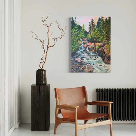 'Picnic on the Rocks'  Art Print of a Waterfall in Rocky Mountains
