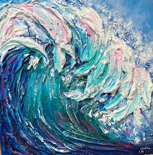 Kahuna- Surfer's Wave, a sculptural painting (SOLD)