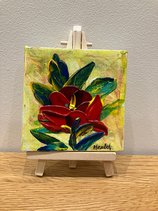 10 x 10 cm Roses painting with Easel