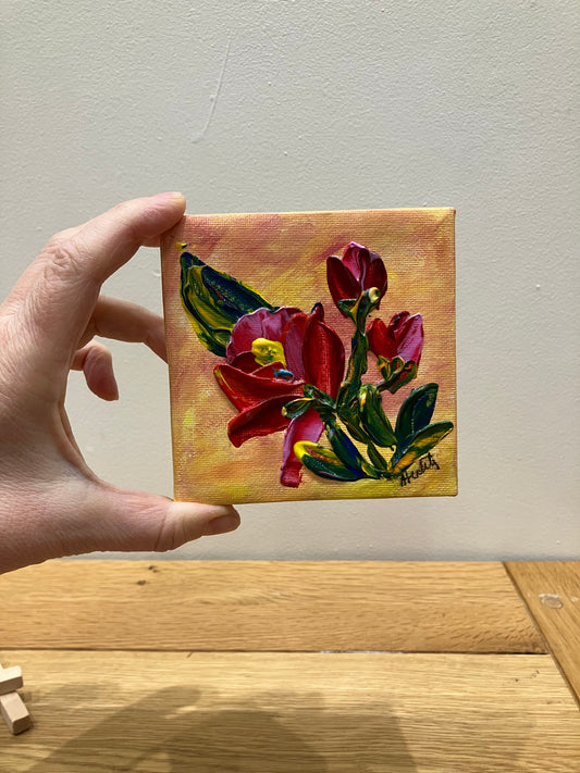 10 x 10 cm Roses painting with Easel