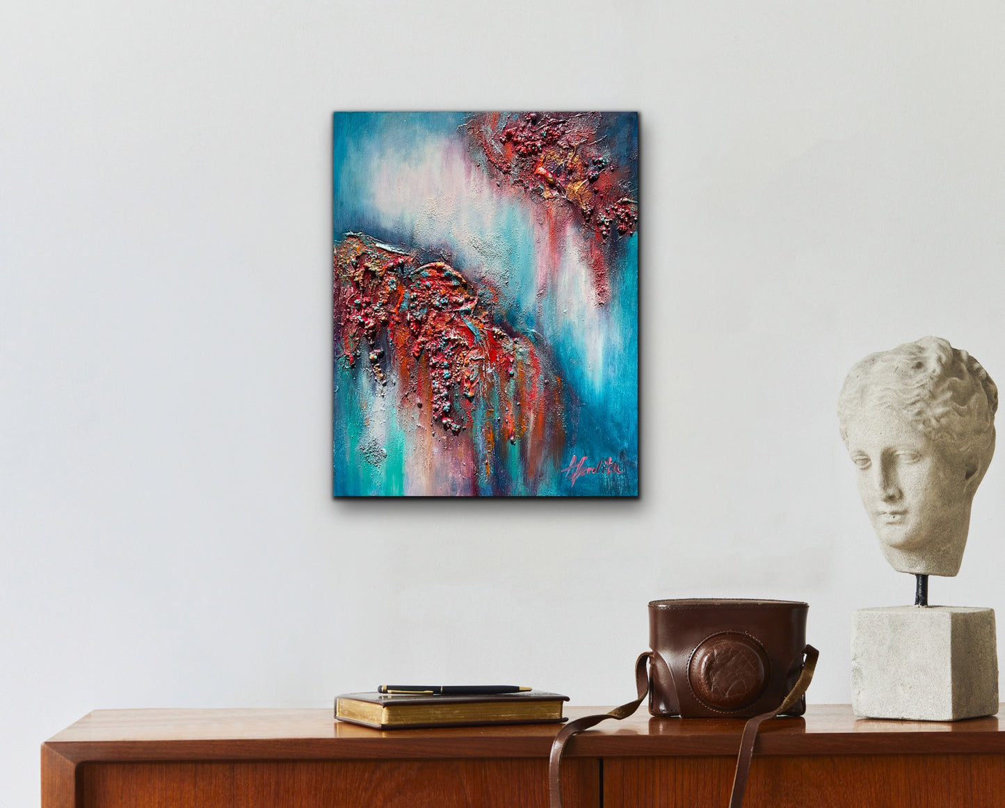 mixed media abstract with powertex and oils by Aferdita fazliu-drozd