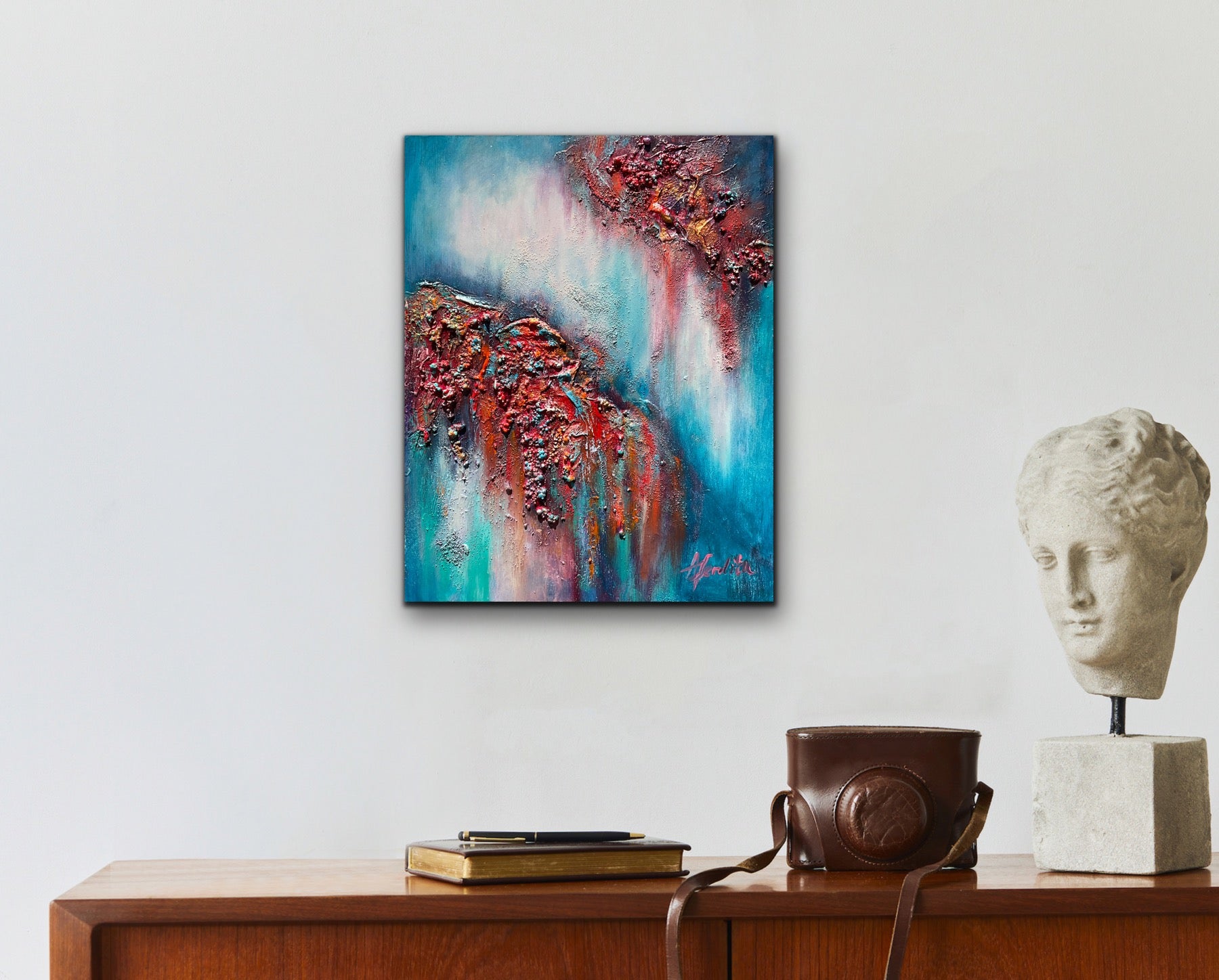 mixed media abstract with powertex and oils by Aferdita fazliu-drozd
