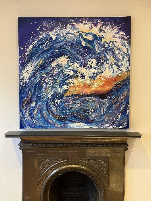 Stocked is 1m x1m textured painting with powertex, plaster and shows great depth and texture