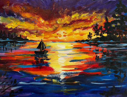 Sip & Paint Workshop – Sunset seascape on Friday 3 July 2026 from 6-8.30PM