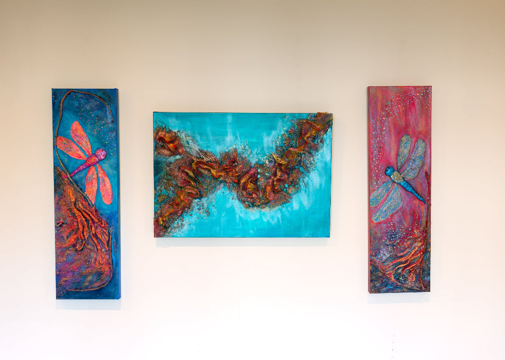 mixed media artworks by Aferdita FAzliu-Drozd, Bromley Artist and art tutor at Little Painter Art classes