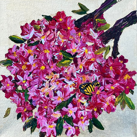 cherry_blossom_on_golden_leaf_background_by_Aferdita_Fazliu_Drozd_Artist_and_art_tutor_at_Little_Painter_Art_Classes_Bromley