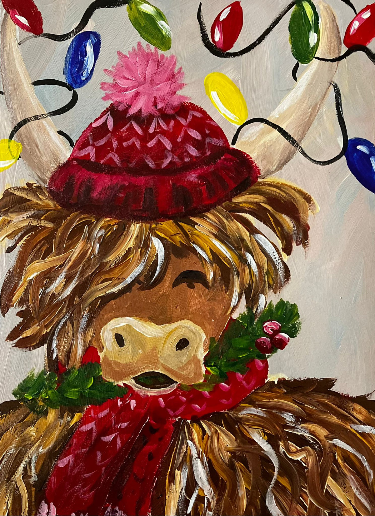 Christmas Highland Cow -  Sip & Paint Workshop – Wednesday 25th November 7-9.30pm (Copy)