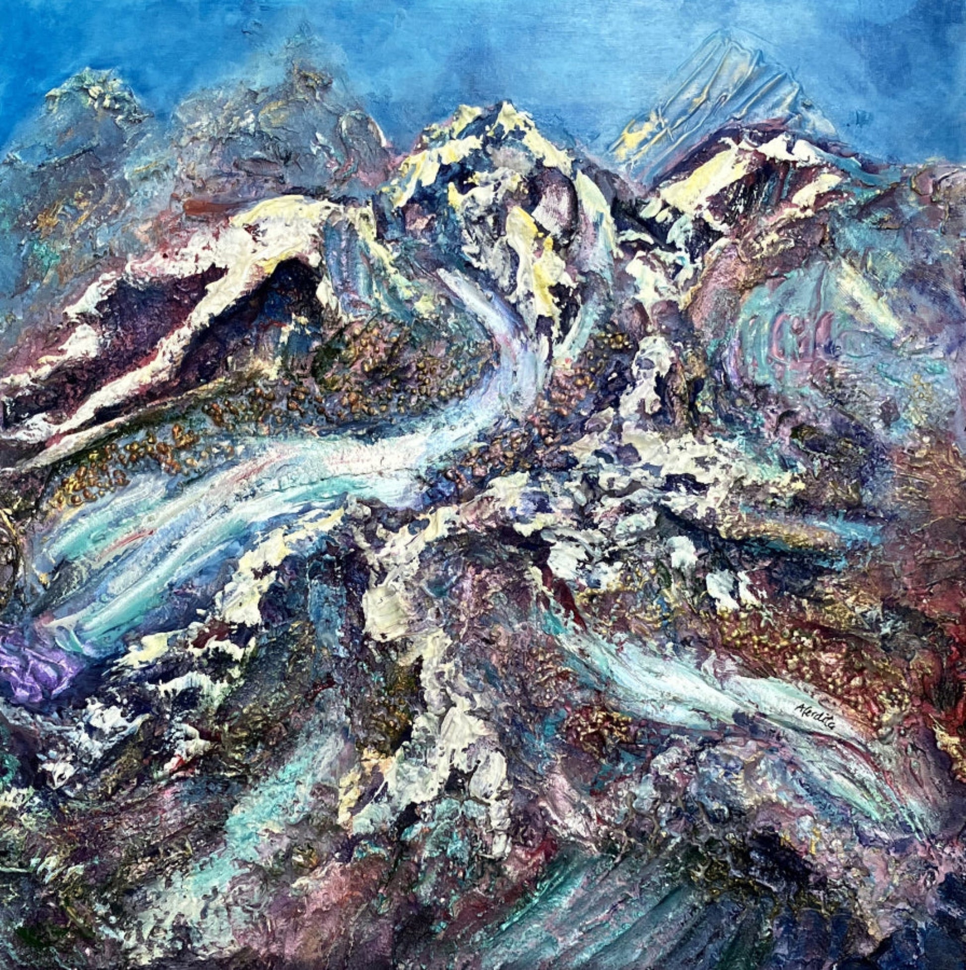 mixed media sculptural abstract depicting mountains by aferdita fazliu drozd, bromley artist