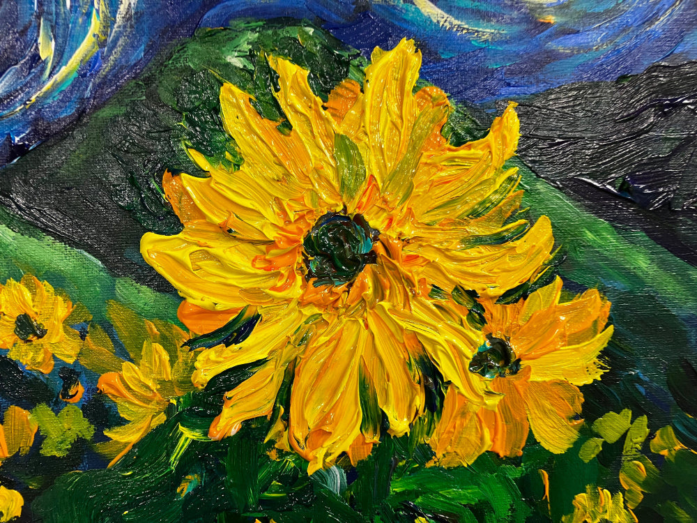Starry night and sunflower sip and paint party 